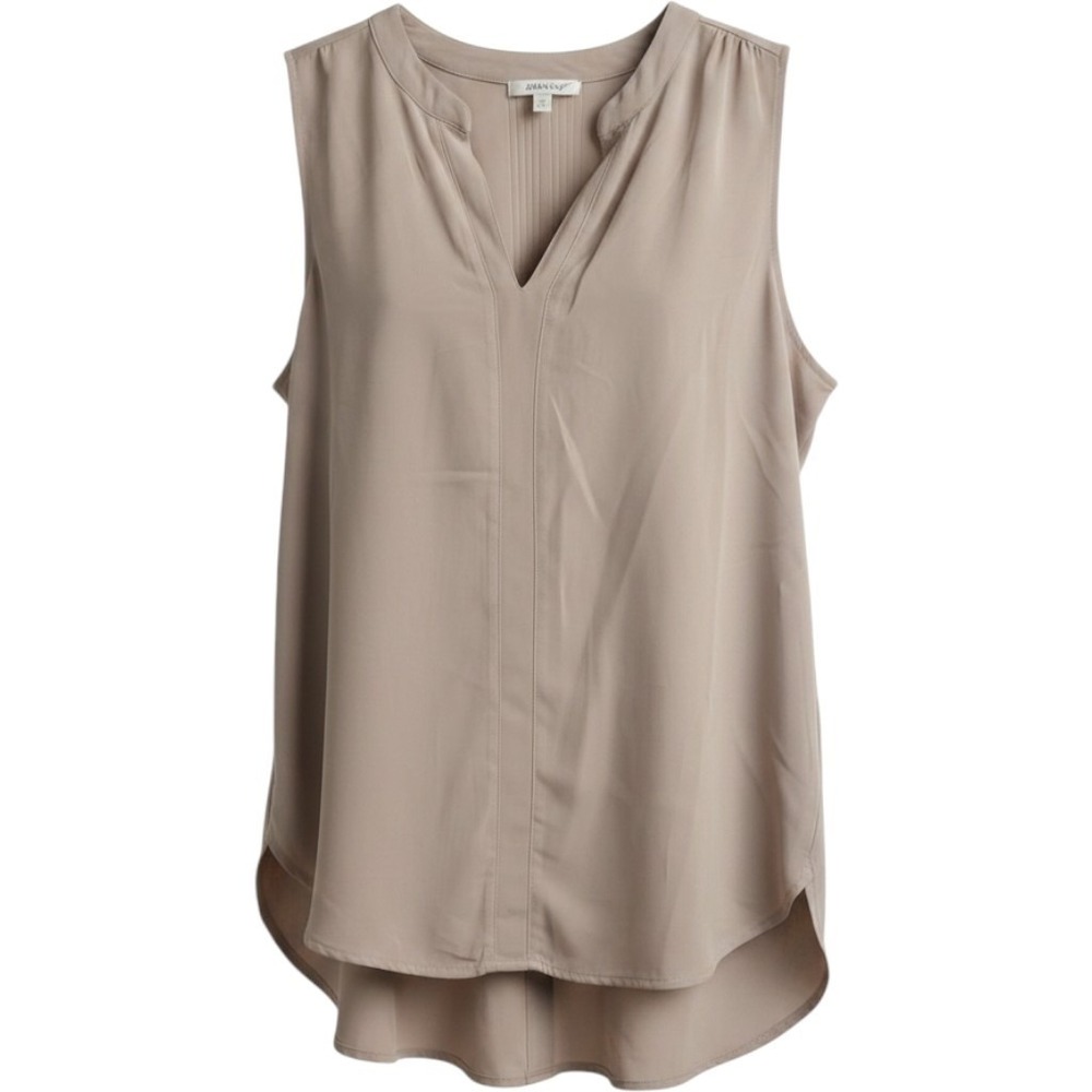 Zenana Tank Top Womens Size large Tan WV Neck Sleeveless Tank
